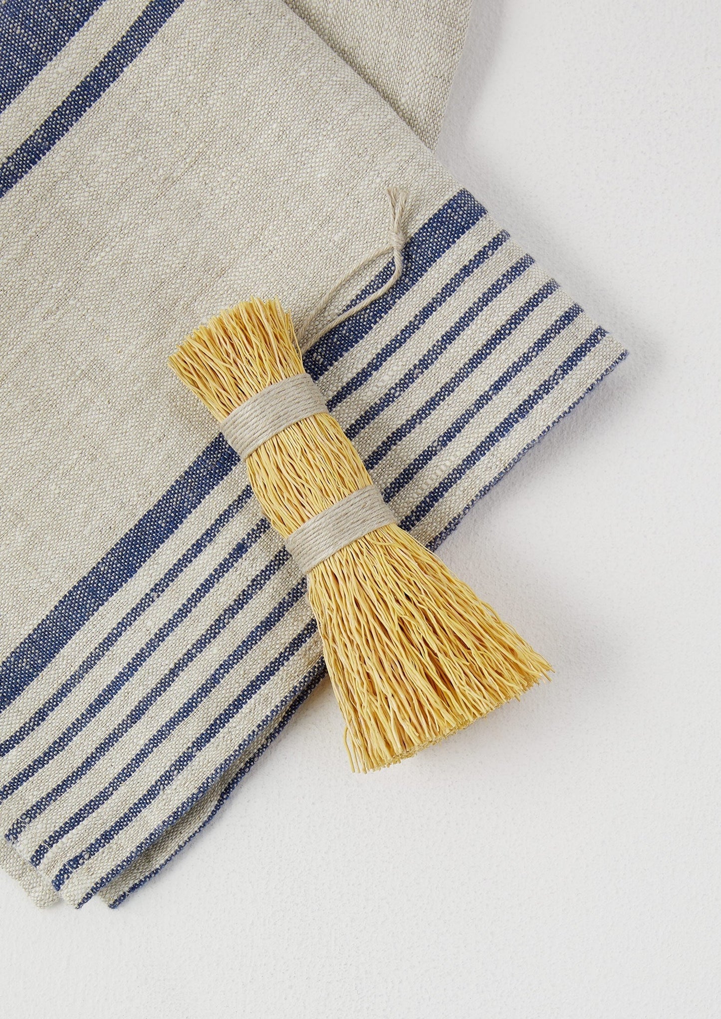 Strofinaccio in lino a righe irregolari | Naturale/Blu