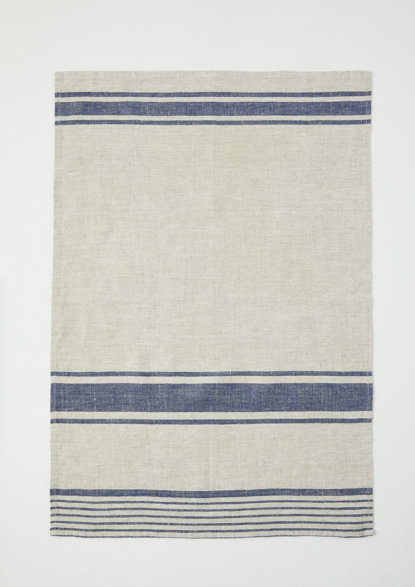 Strofinaccio in lino a righe irregolari | Naturale/Blu