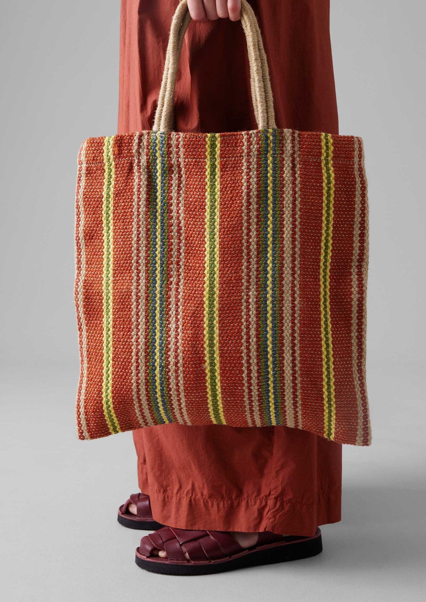 Borsa a tracolla in iuta a righe Turtle Bags | Nasturzio