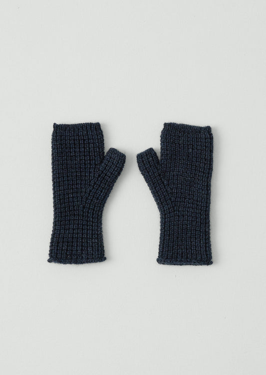 Guanti senza dita con punto waffle | Blu navy mélange