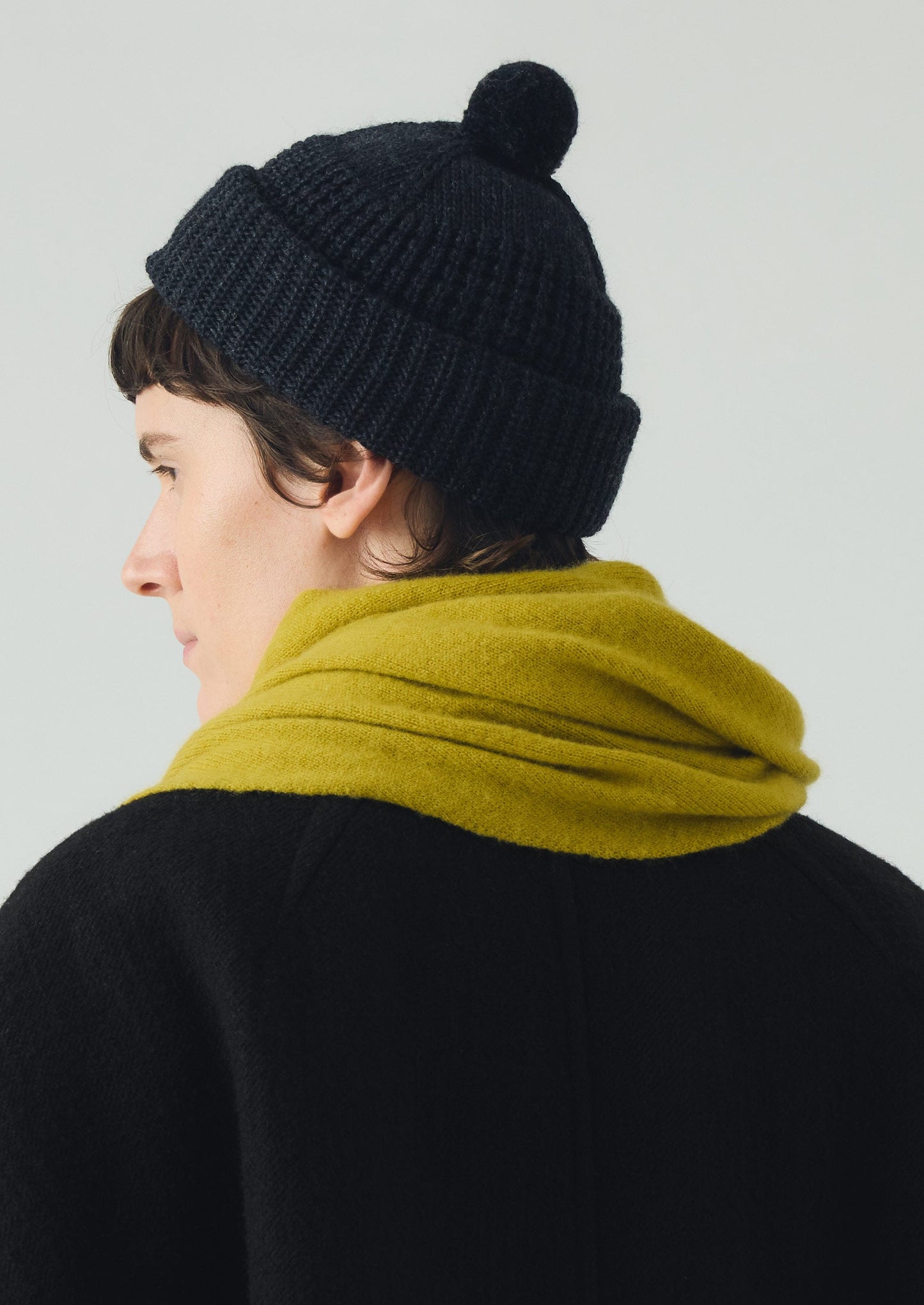 Berretto in lana con motivo a nido d'ape | Blu navy mélange