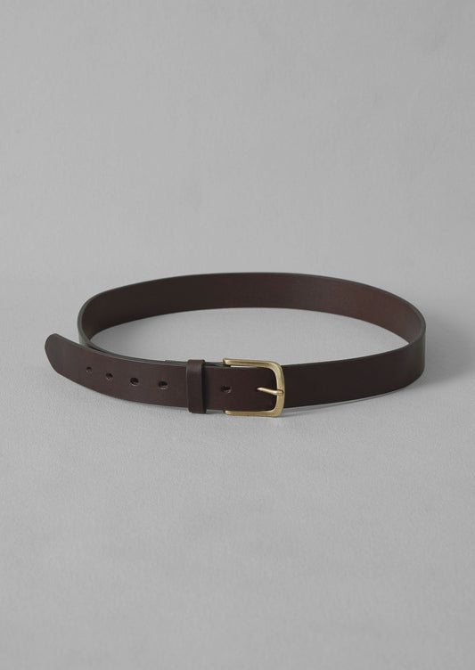 Cintura in pelle con fibbia in ottone | Marrone scuro