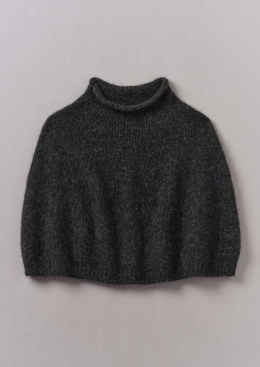 Poncho lavorato a maglia in misto alpaca Lofty | Carbone