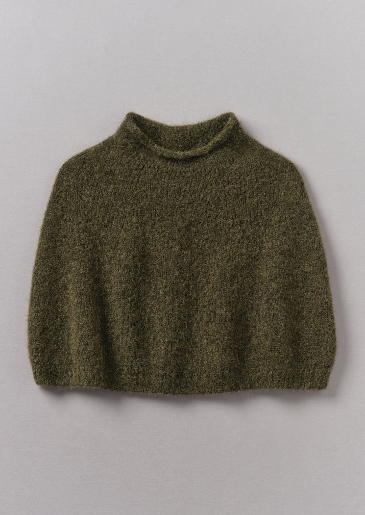 Poncho lavorato a maglia in misto alpaca Lofty | Oliva