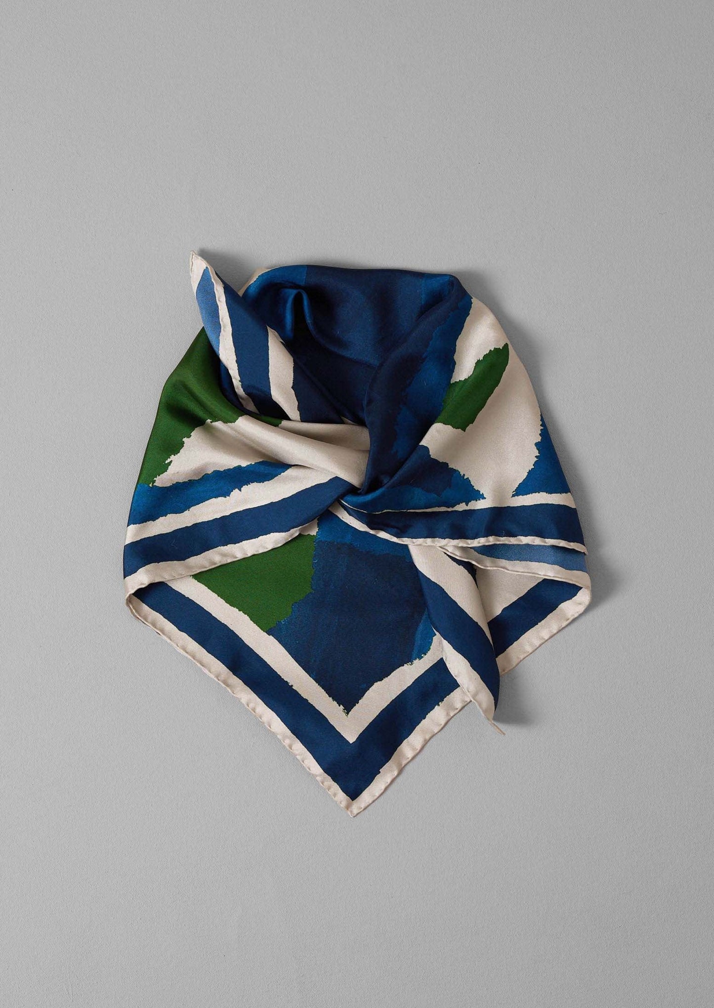 Bandana in seta con stampa washi | Blu/Verde