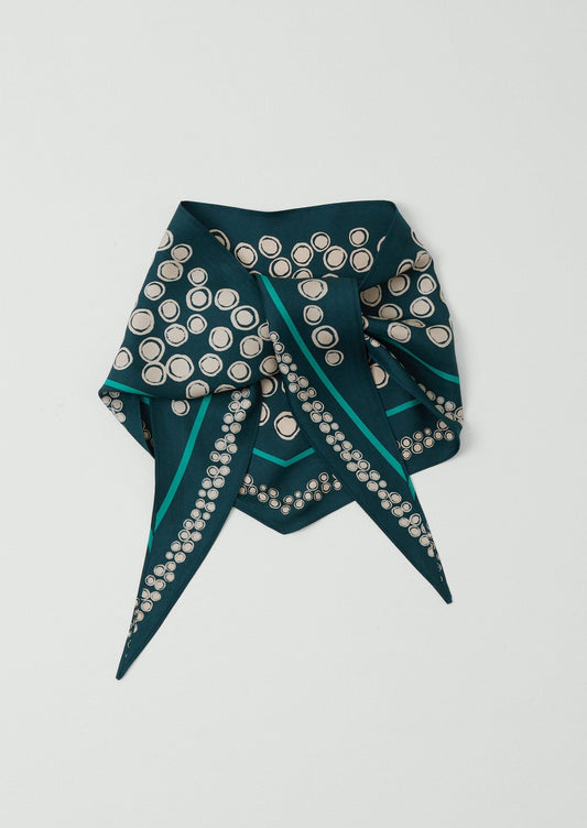 Bandana in seta con stampa carapace maculata | Verde scarabeo