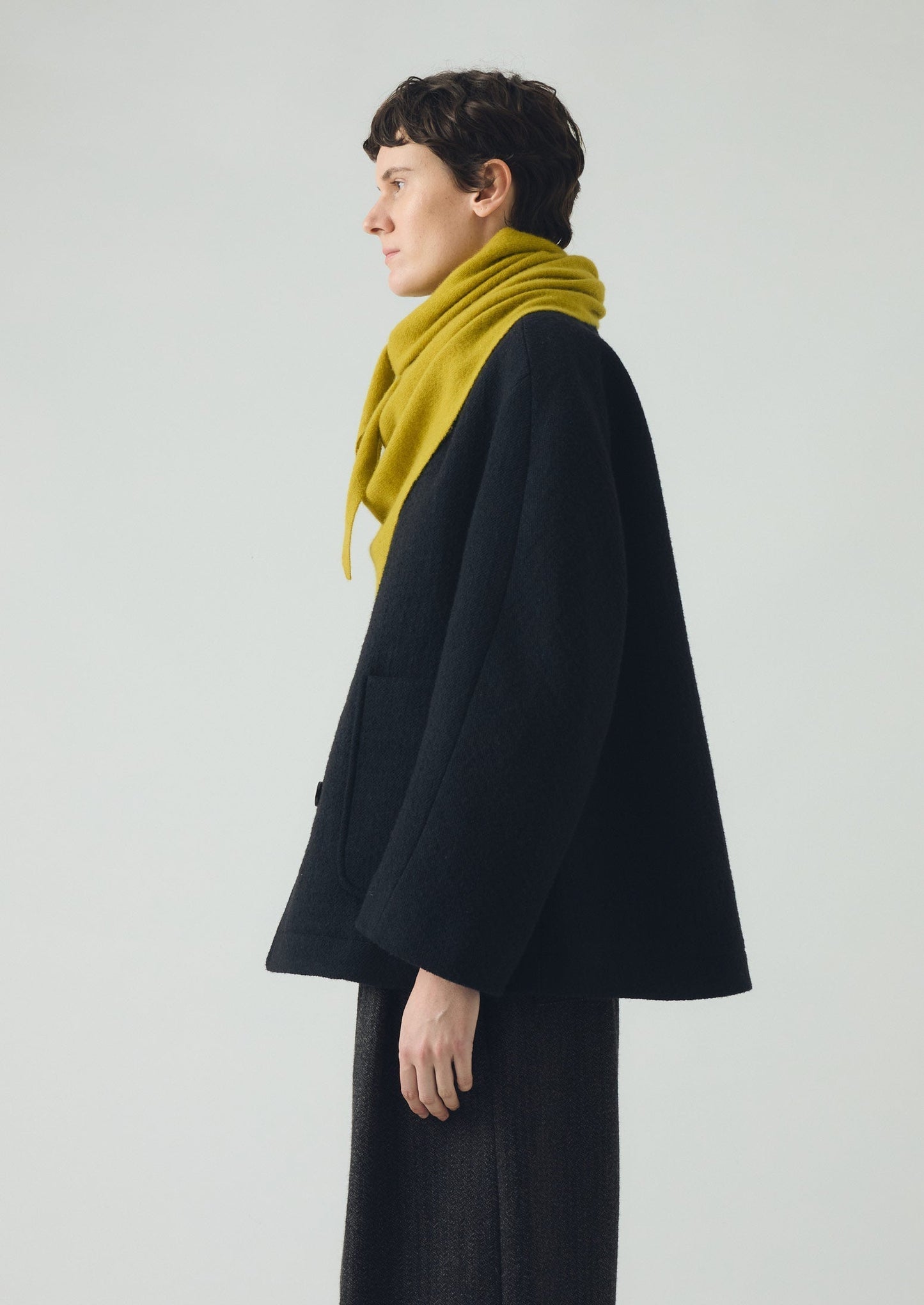 Bandana grande in lana e cashmere | Muschio giallo