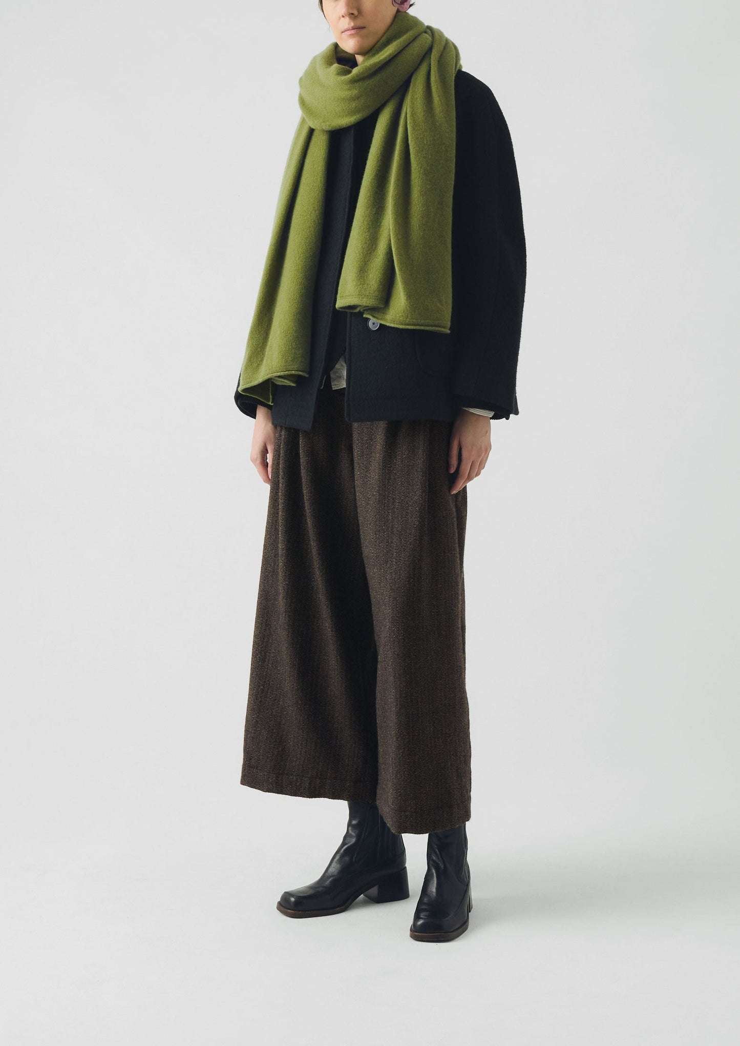 Sciarpa avvolgente in lana e cashmere | Verde tenue