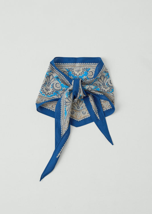 Bandana in cotone con stampa Paisley | Blu inchiostro