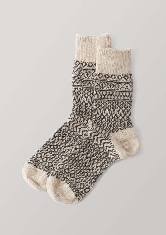 Calzini in lana jacquard Nishiguchi Kutsushita | Avena/Carbone