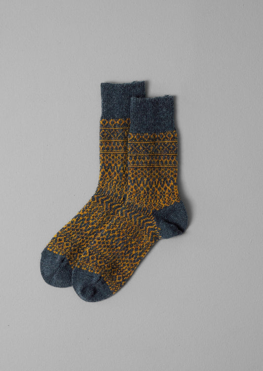 Calzini in lana jacquard Nishiguchi Kutsushita | Blu navy