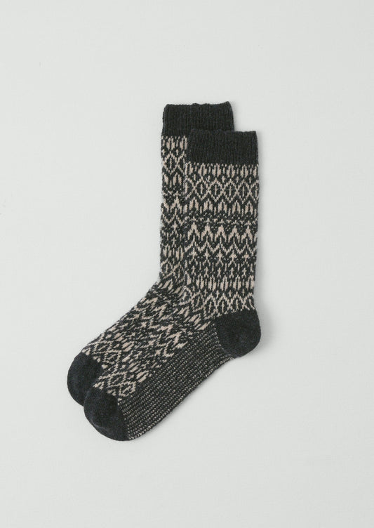 Calzini jacquard a rombi | Antracite/Pergamena