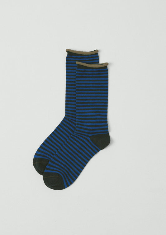 Calzini a righe in cotone e cashmere | Cobalto/Foresta