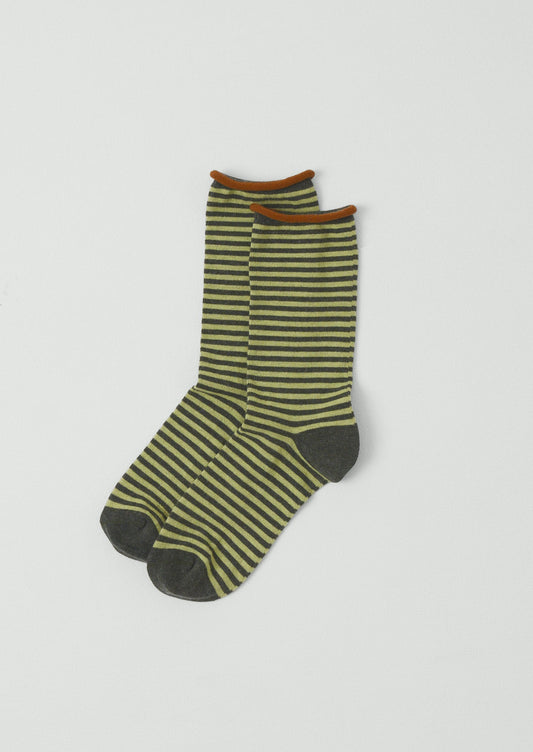 Calzini a righe in cotone e cashmere | Sorbetto/Corteccia