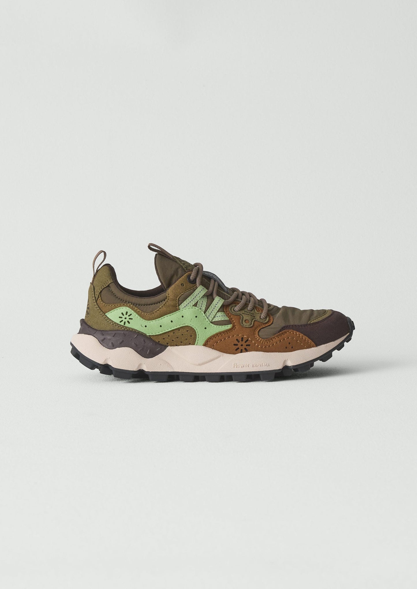 Sneakers Flower Mountain Yamano Kaiso con pannelli | Verde oliva intenso