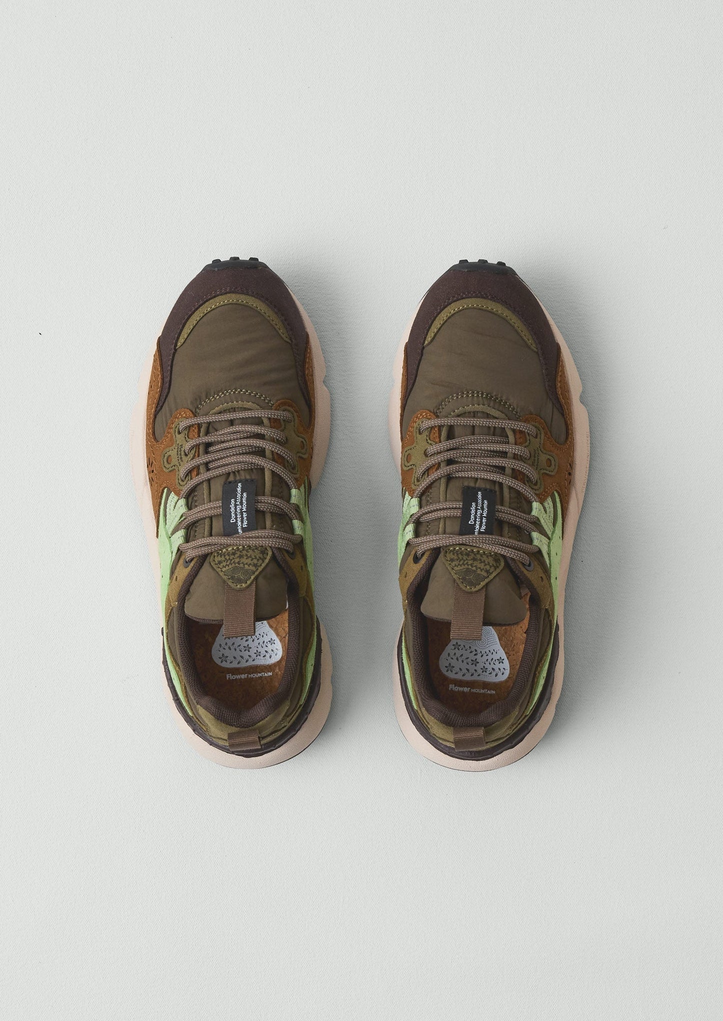 Sneakers Flower Mountain Yamano Kaiso con pannelli | Verde oliva intenso