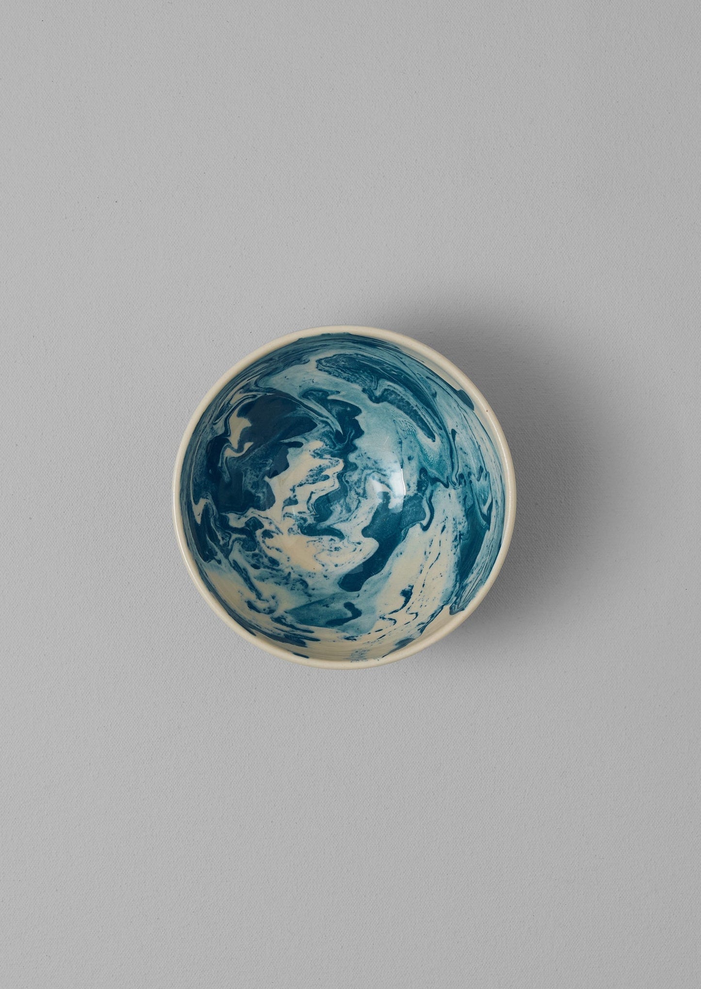 Ciotola per la colazione marmorizzata Poterie Barbotine | Crema/Blu