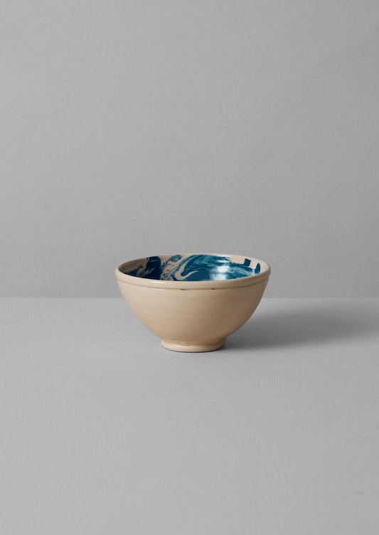 Ciotola per la colazione marmorizzata Poterie Barbotine | Crema/Blu