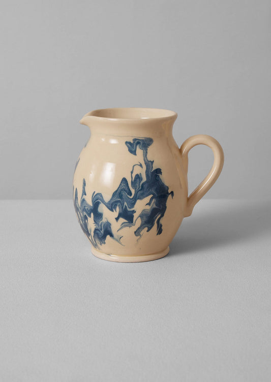 Brocca marmorizzata blu Poterie Barbotine | Crema/Blu