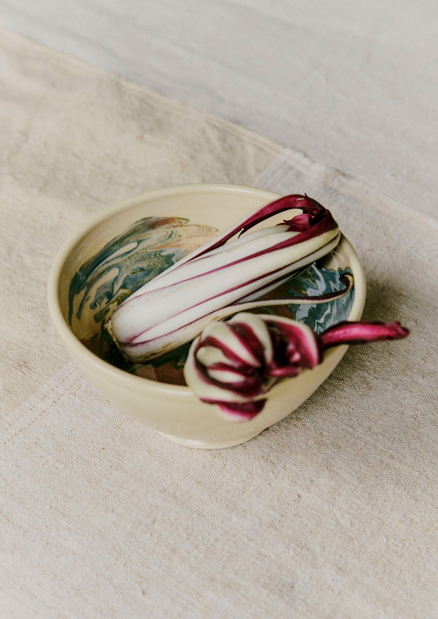 Ciotola per la colazione marmorizzata Poterie Barbotine | Sabbia/Muschio