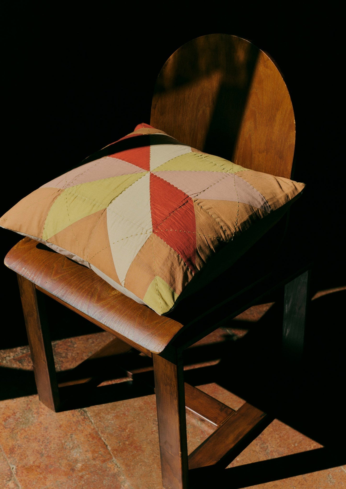 Federa per cuscino patchwork a forma di stella piastrellata | Caramello/Uva spina