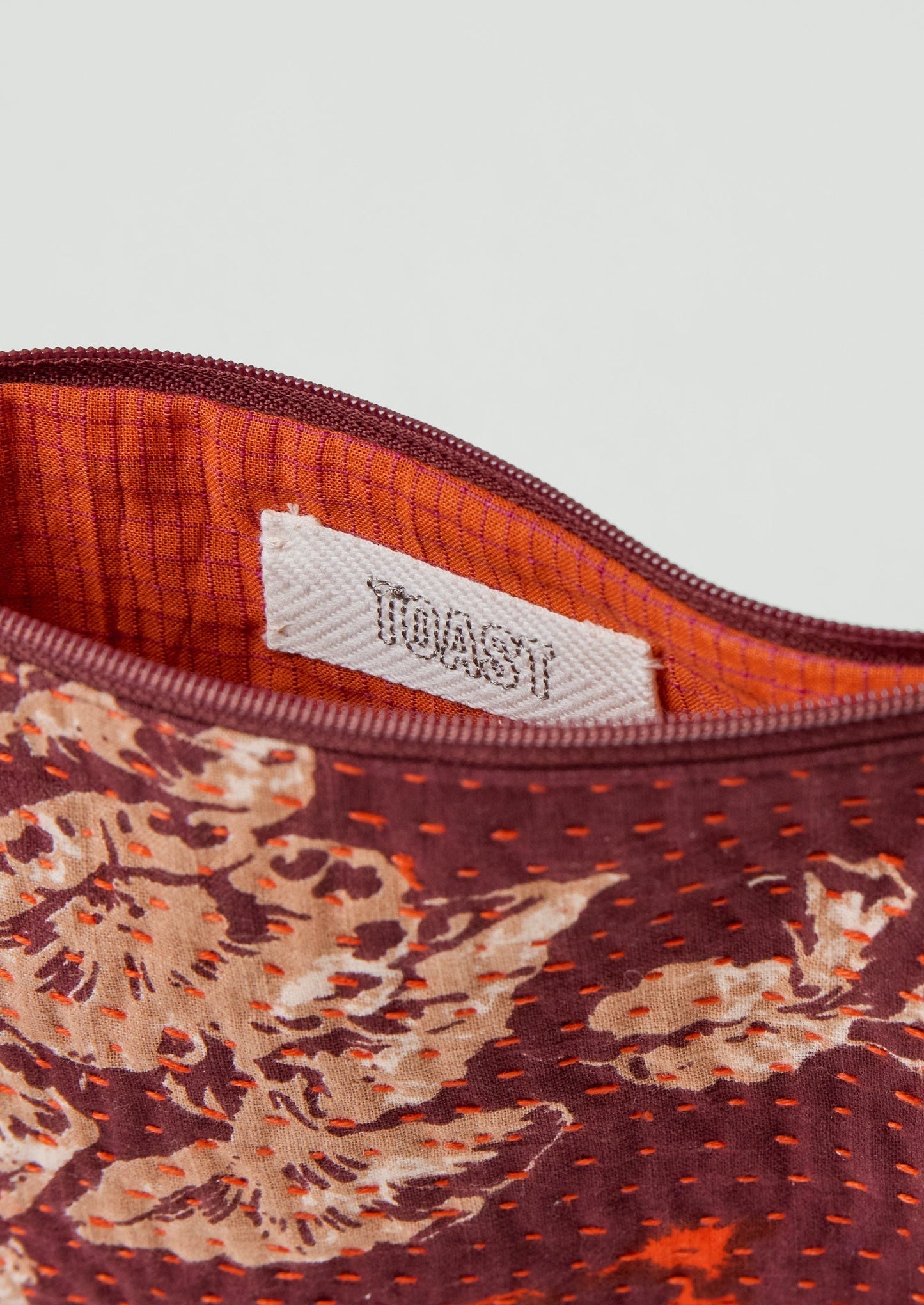 Sacchetto Kantha in tessuto rimanente | Borgogna/Papavero