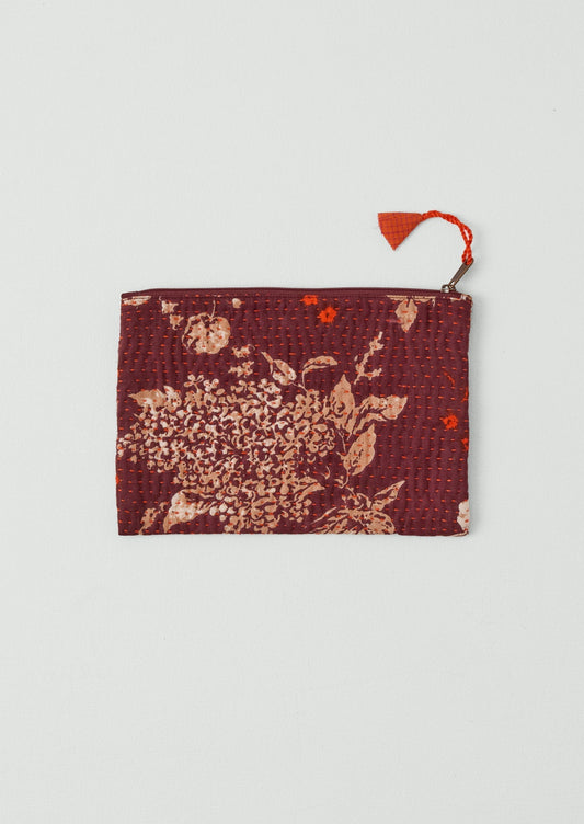 Sacchetto Kantha in tessuto rimanente | Borgogna/Papavero