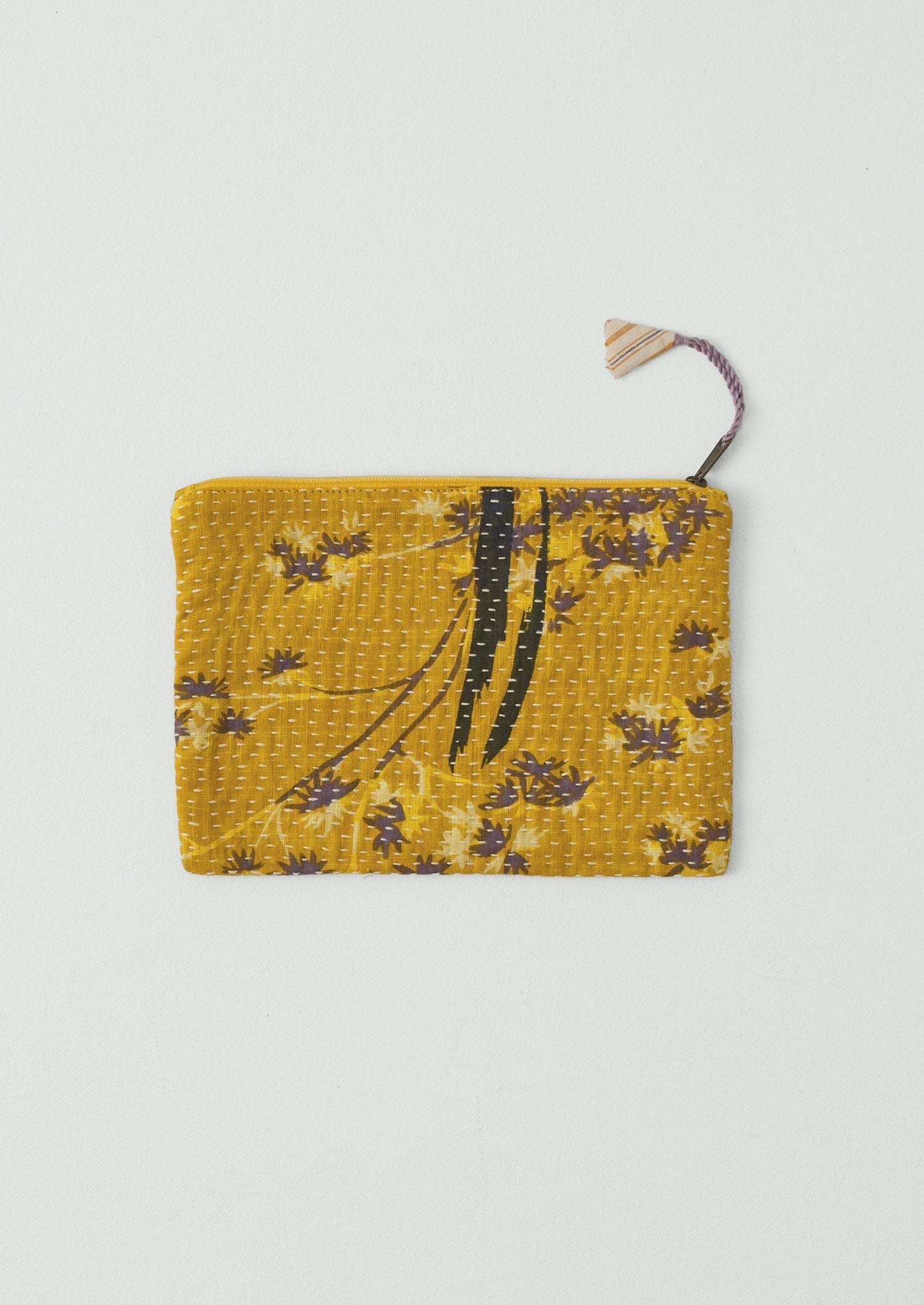 Sacchetto Kantha in tessuto rimanente | Girasole/Lilla