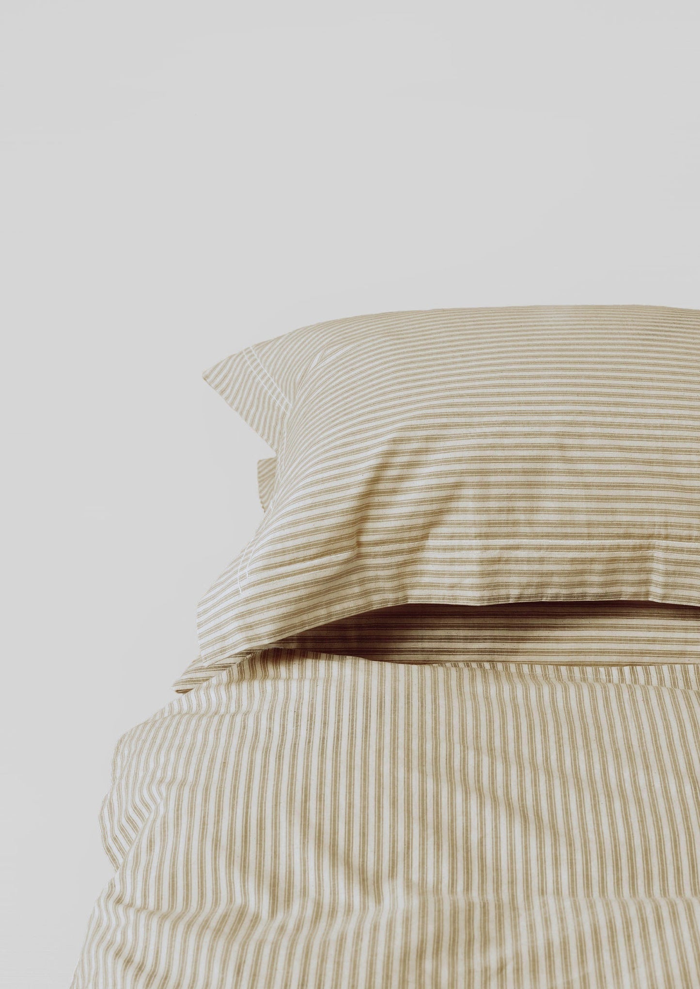 Federa in cotone biologico a righe Oxford | Ecru/Paglia