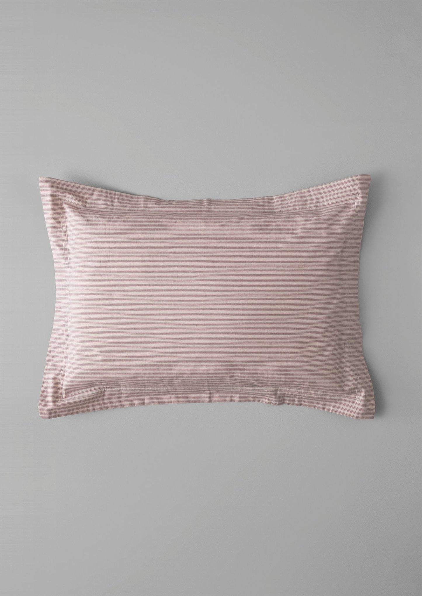 Federa in cotone biologico a righe Oxford | Ecru/Rosa