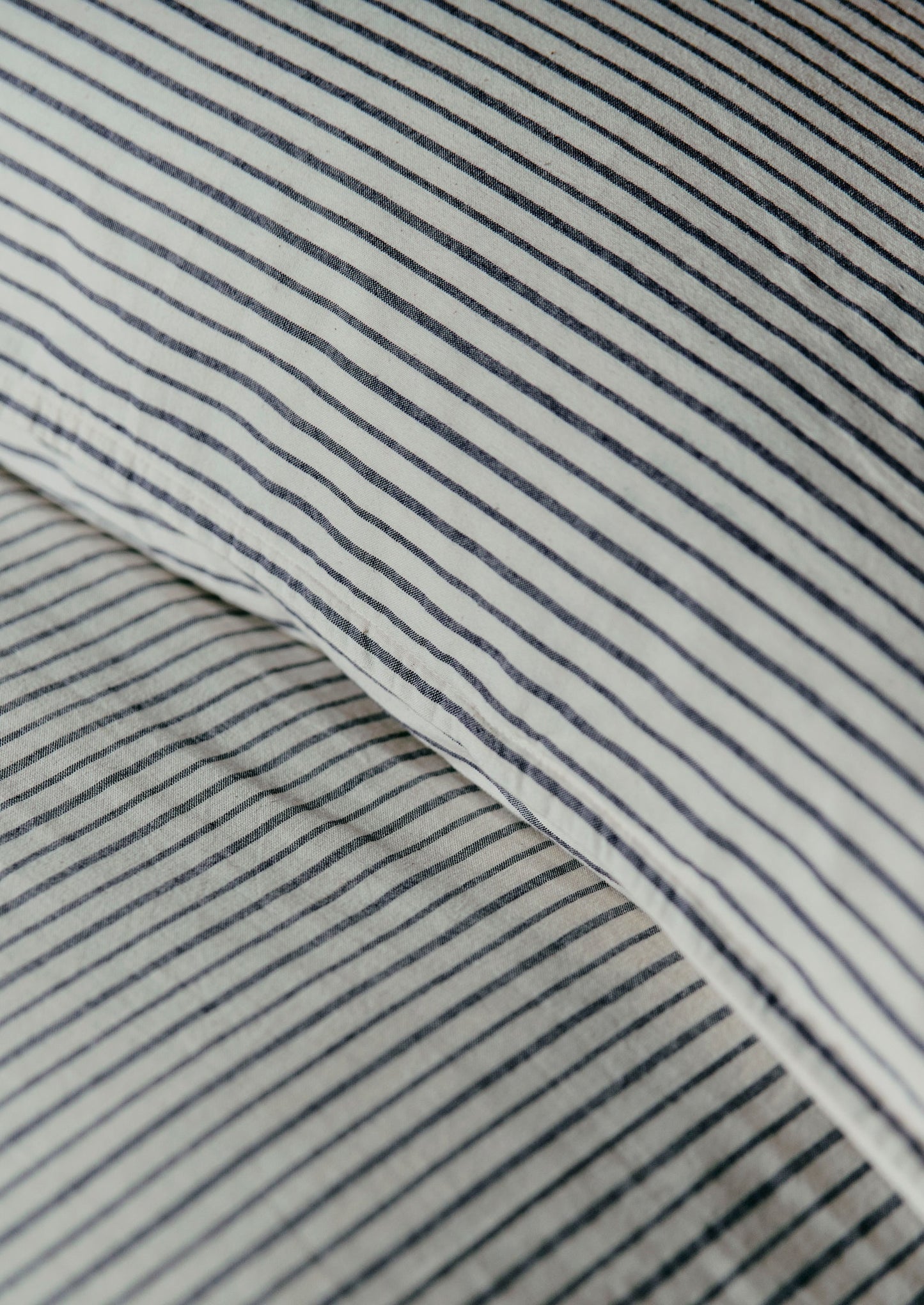 Federa per pigiama a righe in cotone biologico | Blu navy/Ecru