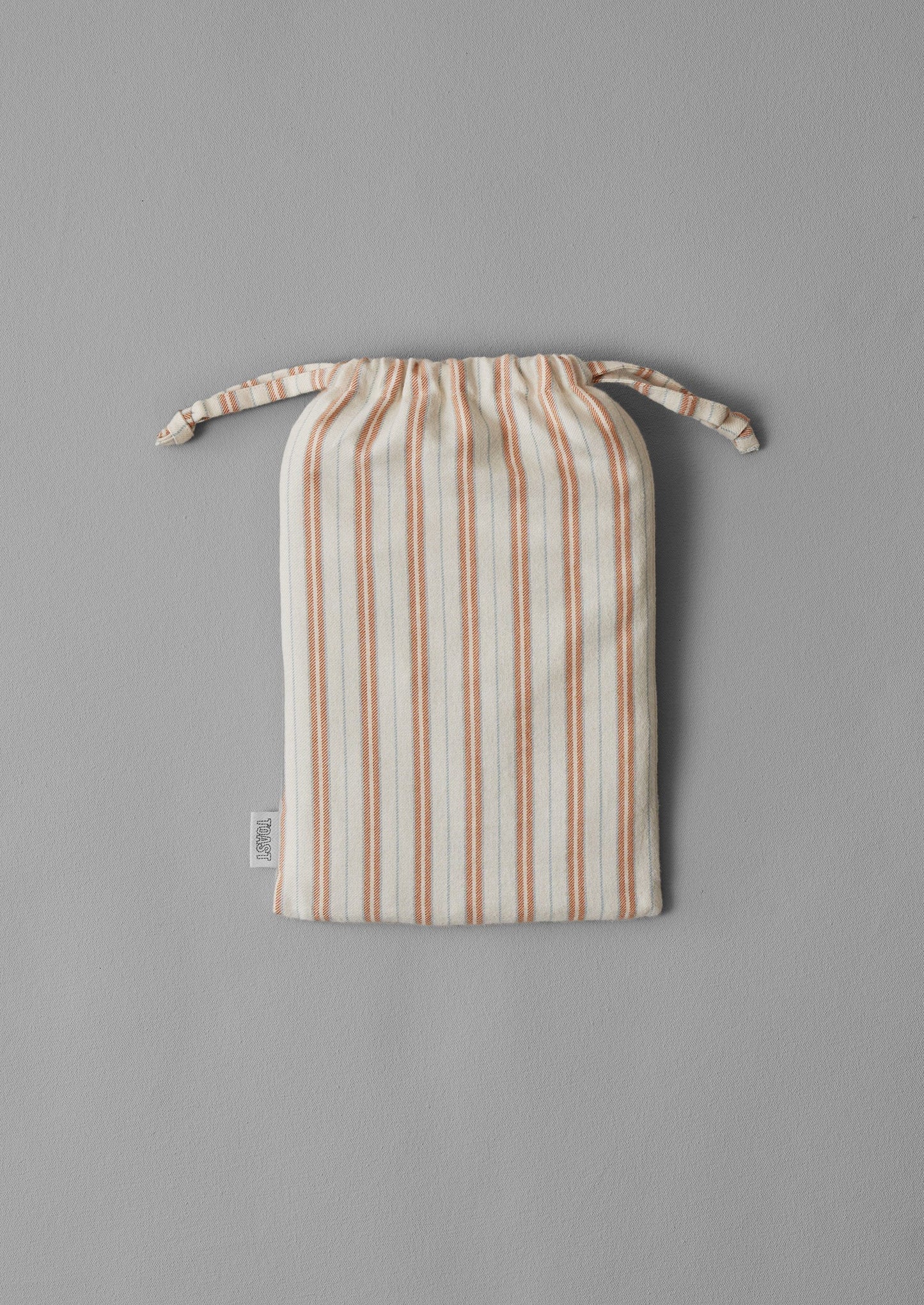 Set di federe in flanella a righe di cotone per casalinghe Ines | Albicocca/Blu tenue