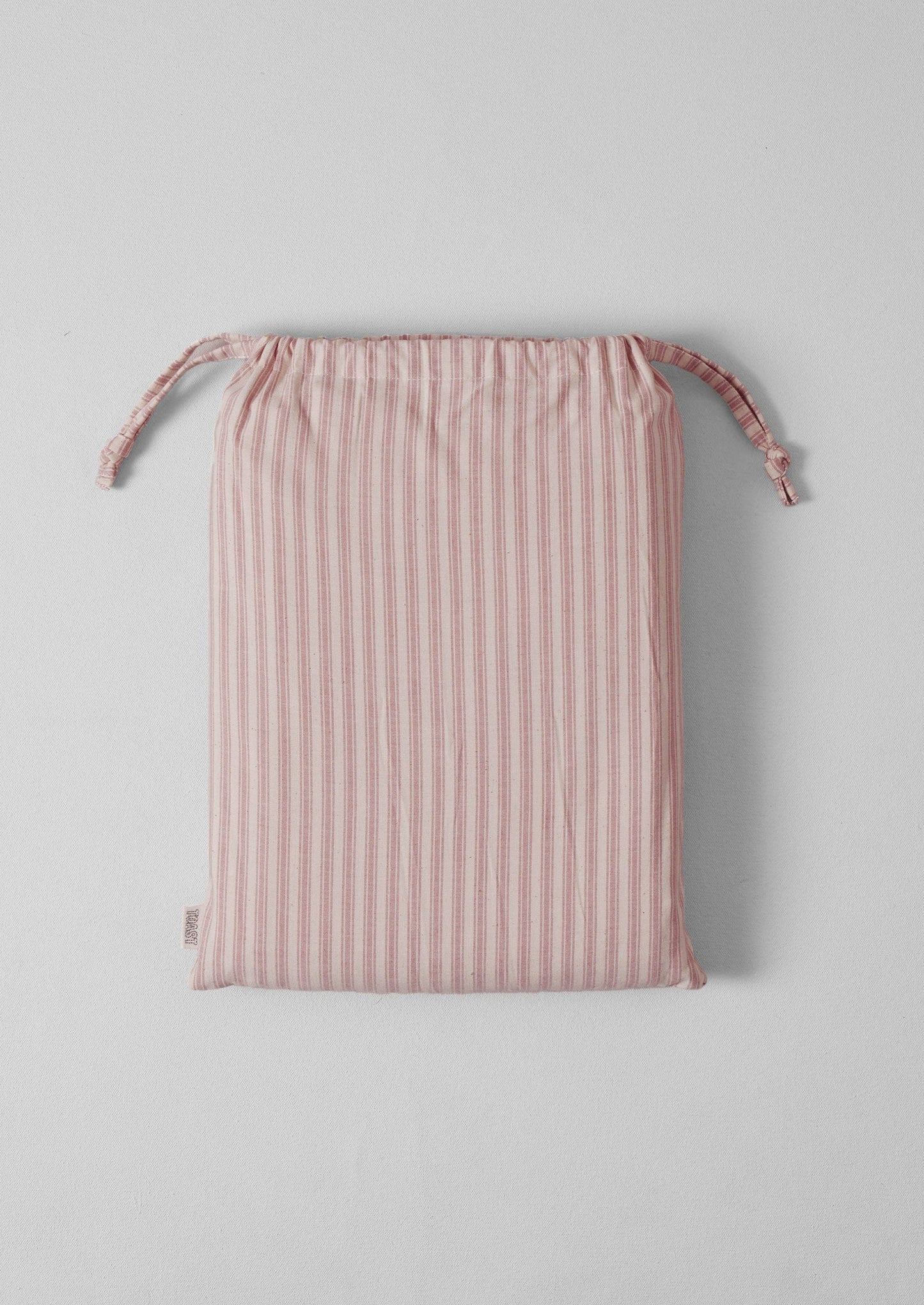 Lenzuolo piano a righe in cotone biologico | Ecru/Rosa
