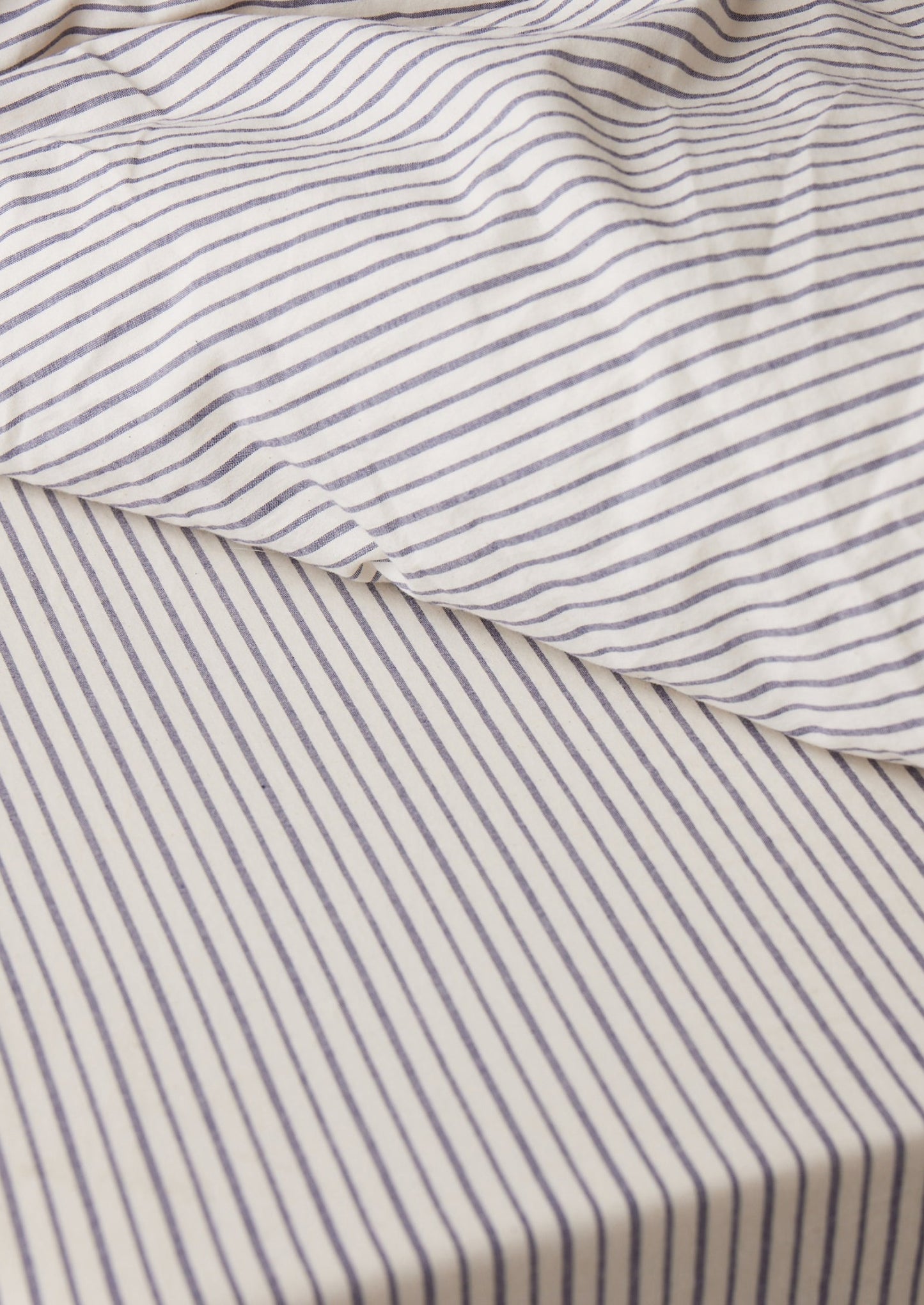 Lenzuolo piano a righe per pigiama in cotone biologico | Blu navy/Ecru