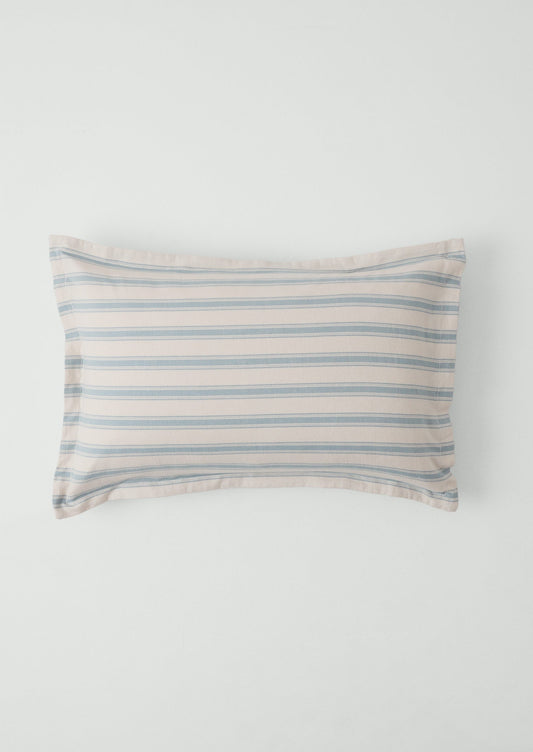 Set di federe in flanella di cotone Oxford a righe Fjord | Blu lavato/Écru