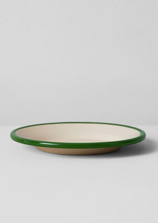 Piatto smaltato | Crema/Foglia