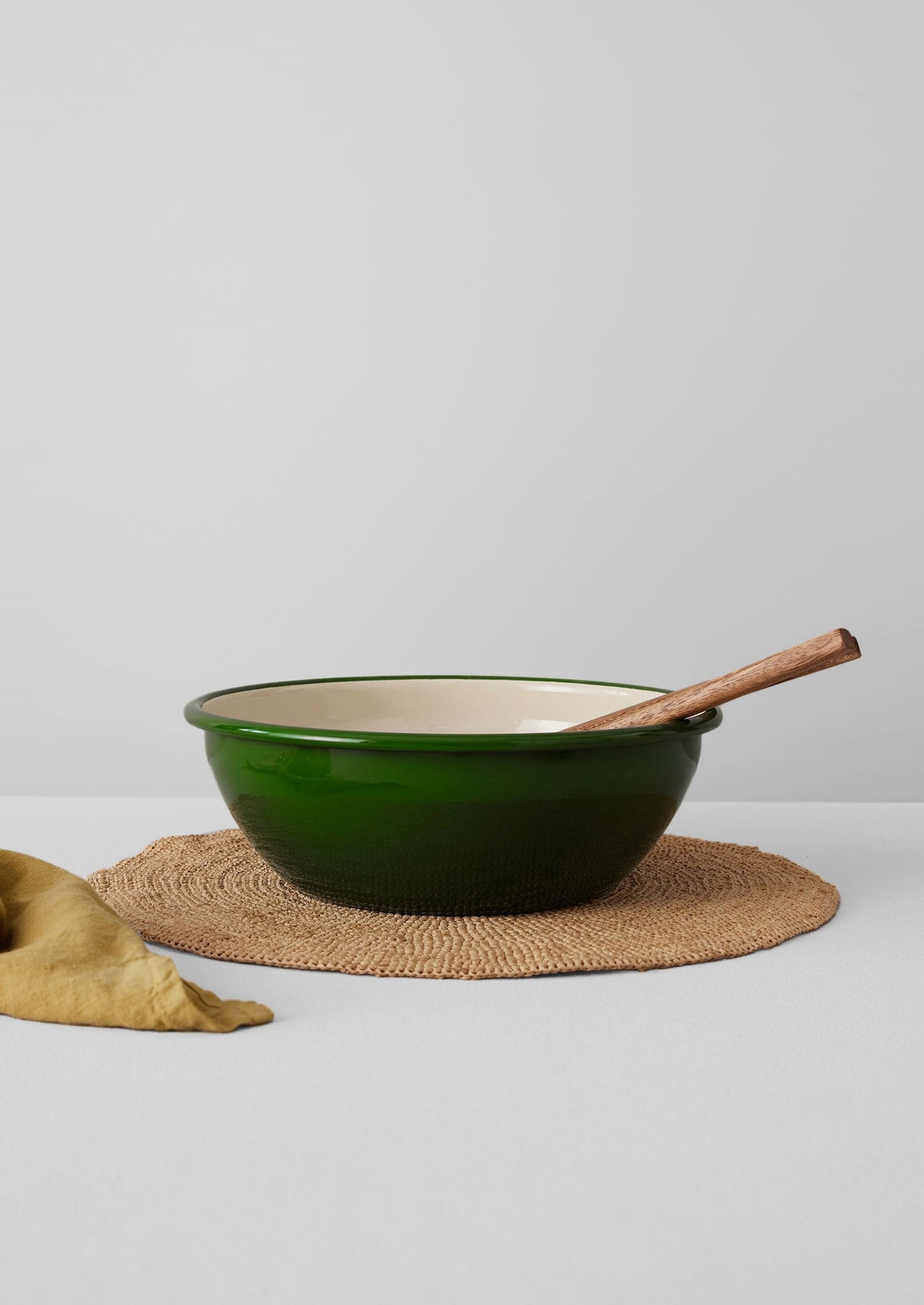 Insalatiera smaltata | Crema/Foglia