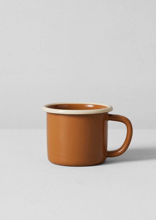 Tazza smaltata con bordo a contrasto | Cumino/Crema