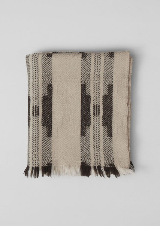Coperta in lana bulgara | Ecru/Marrone