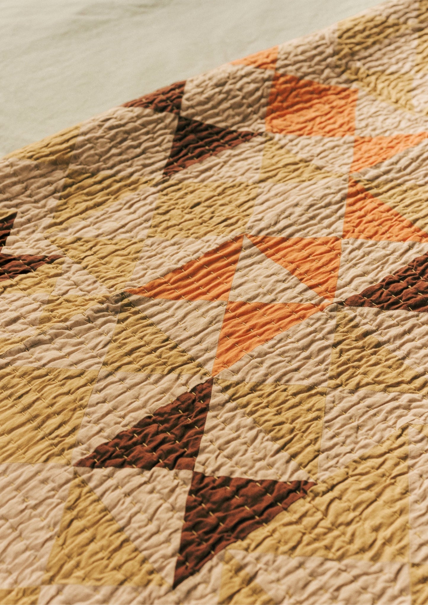 Trapunta patchwork aquilone | Paglia/Papavero