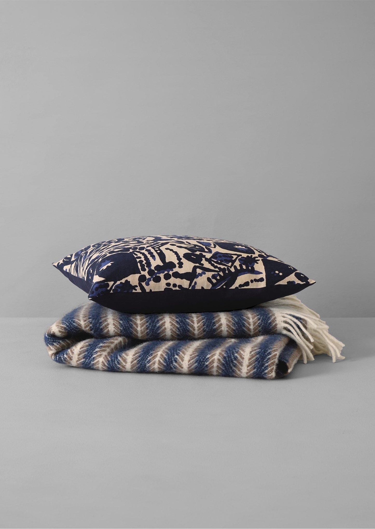 Coperta di lana Oscar | Blu/Sabbia