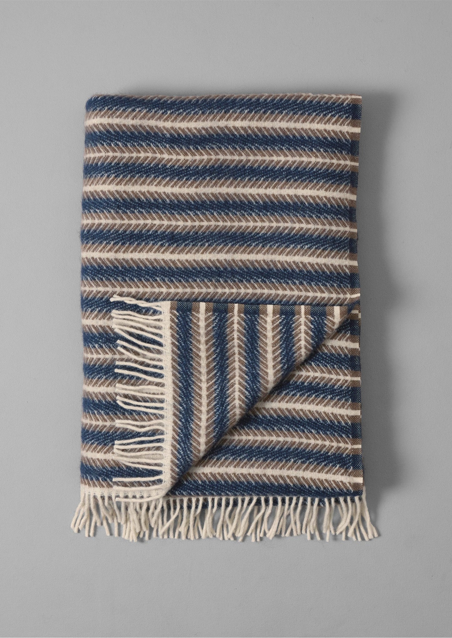 Coperta di lana Oscar | Blu/Sabbia