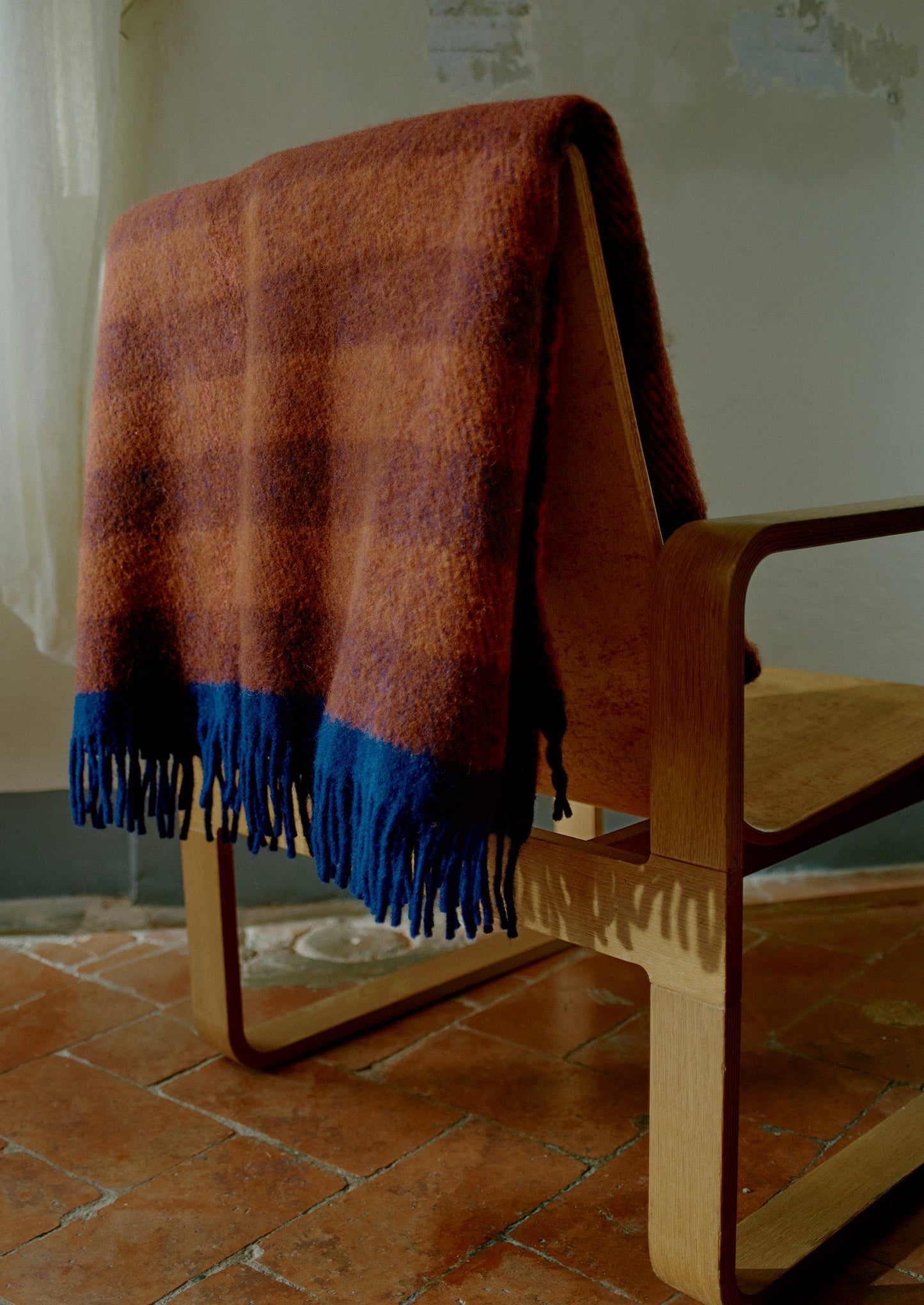 Coperta di lana a righe irregolari | Ruggine/Arancione