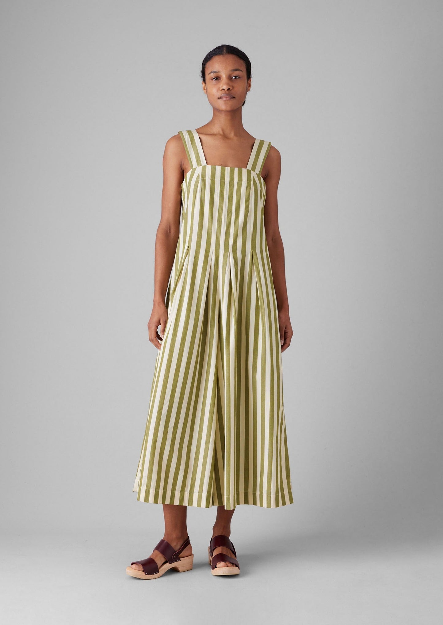 Tuta in cotone a righe Oyo | Verde Calla