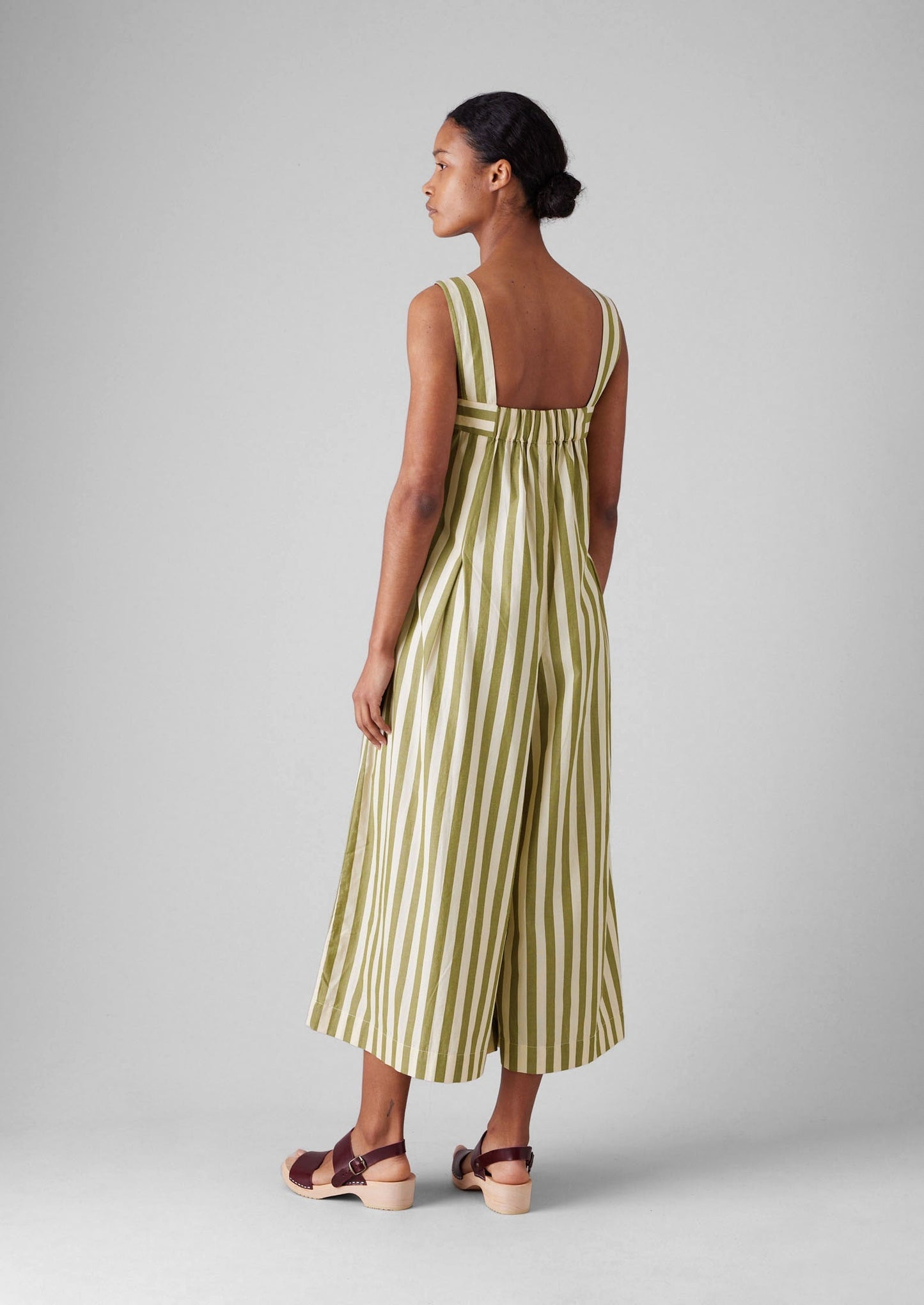 Tuta in cotone a righe Oyo | Verde Calla
