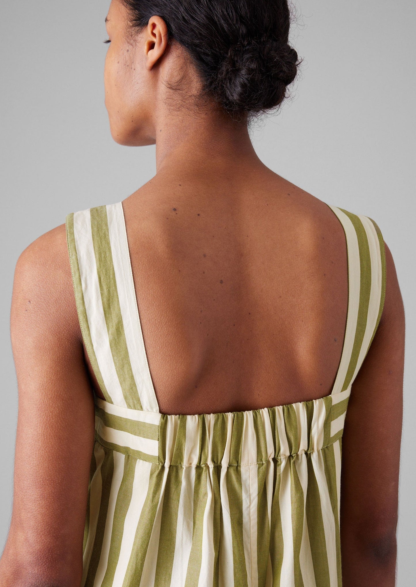 Tuta in cotone a righe Oyo | Verde Calla