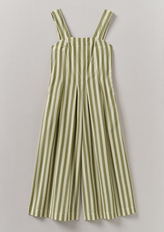 Tuta in cotone a righe Oyo | Verde Calla