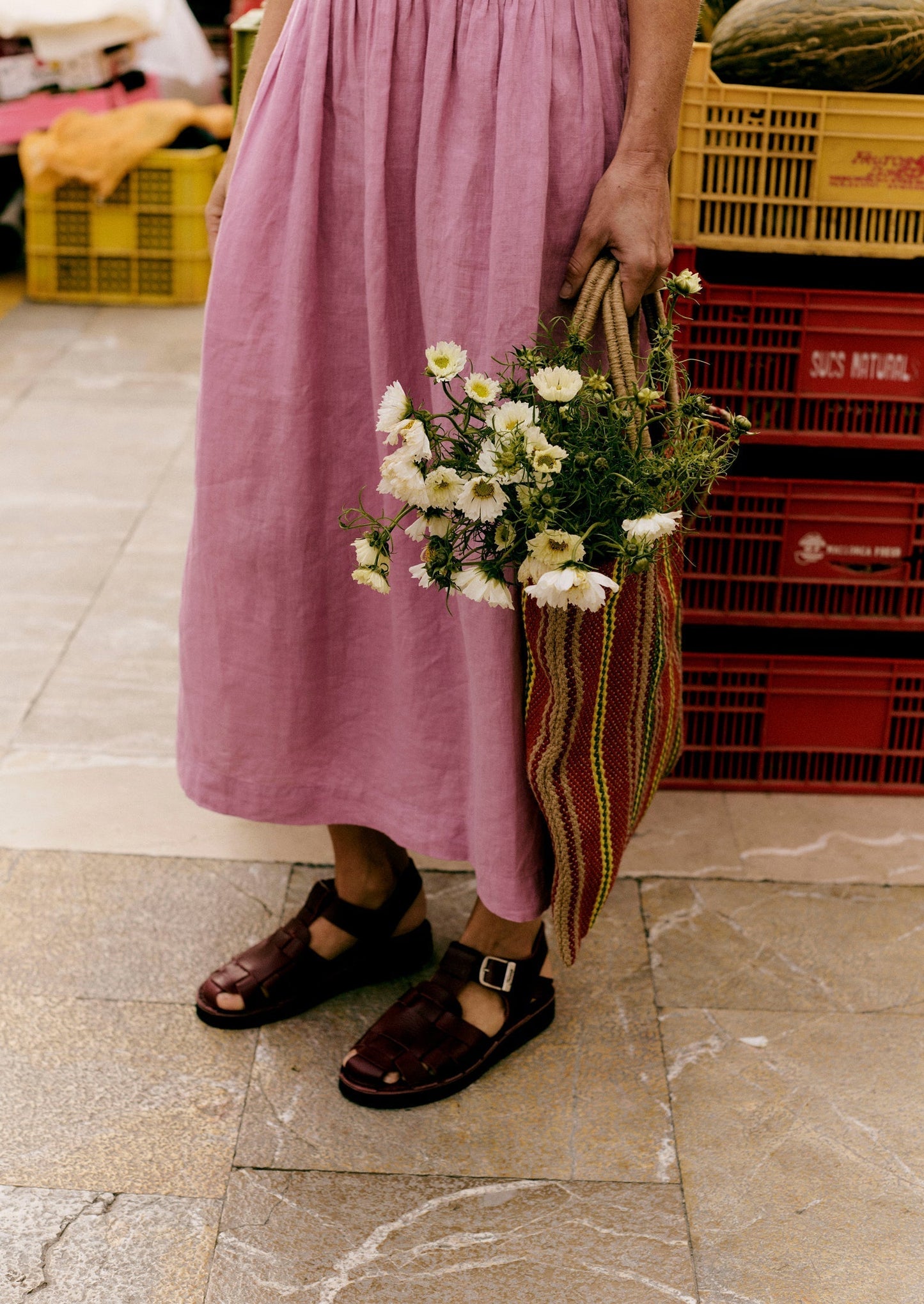 Abito leggero in lino con vita arricciata | Lavato Berry