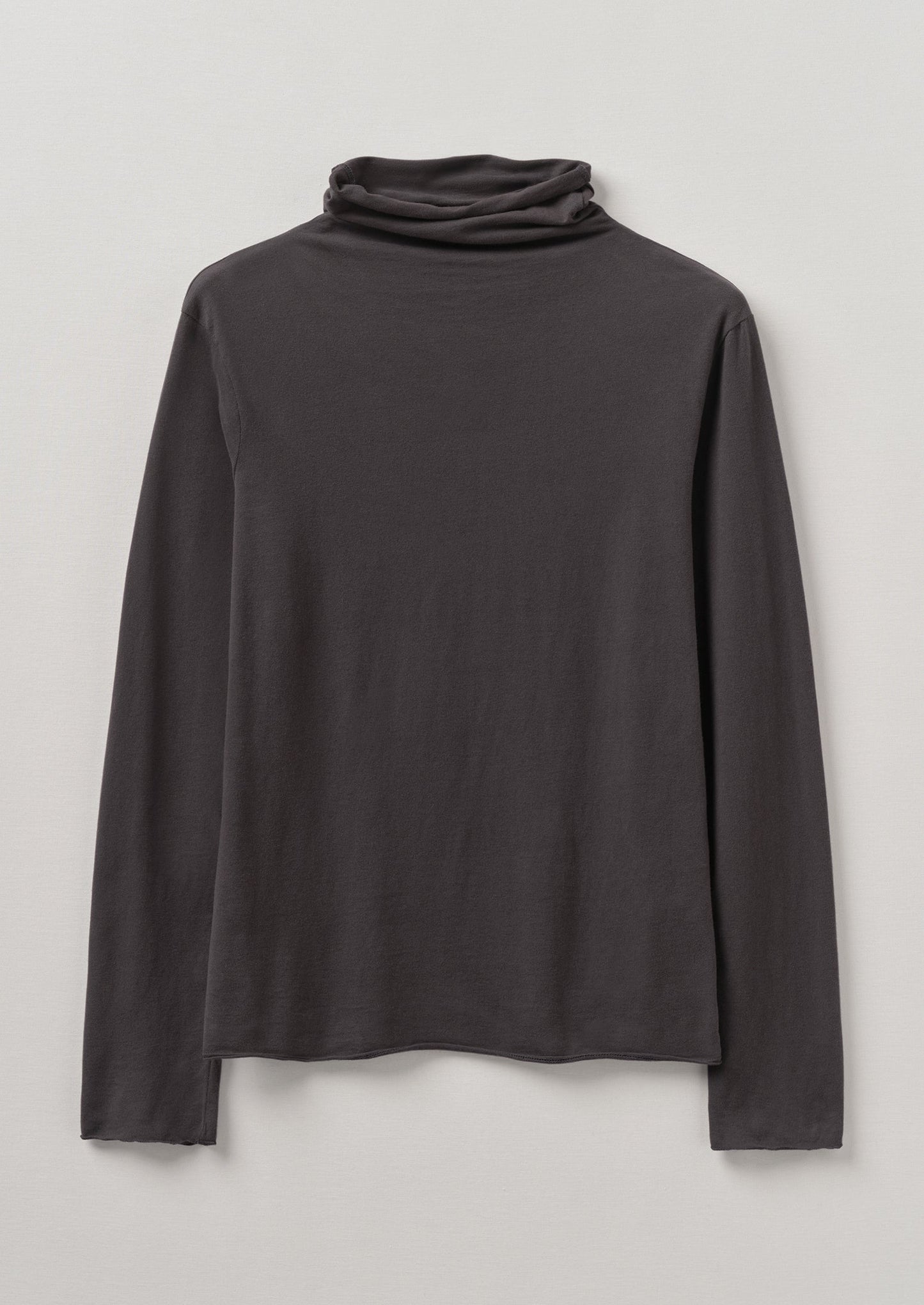 Maglietta in cotone spazzolato con collo alto | Carbone morbido