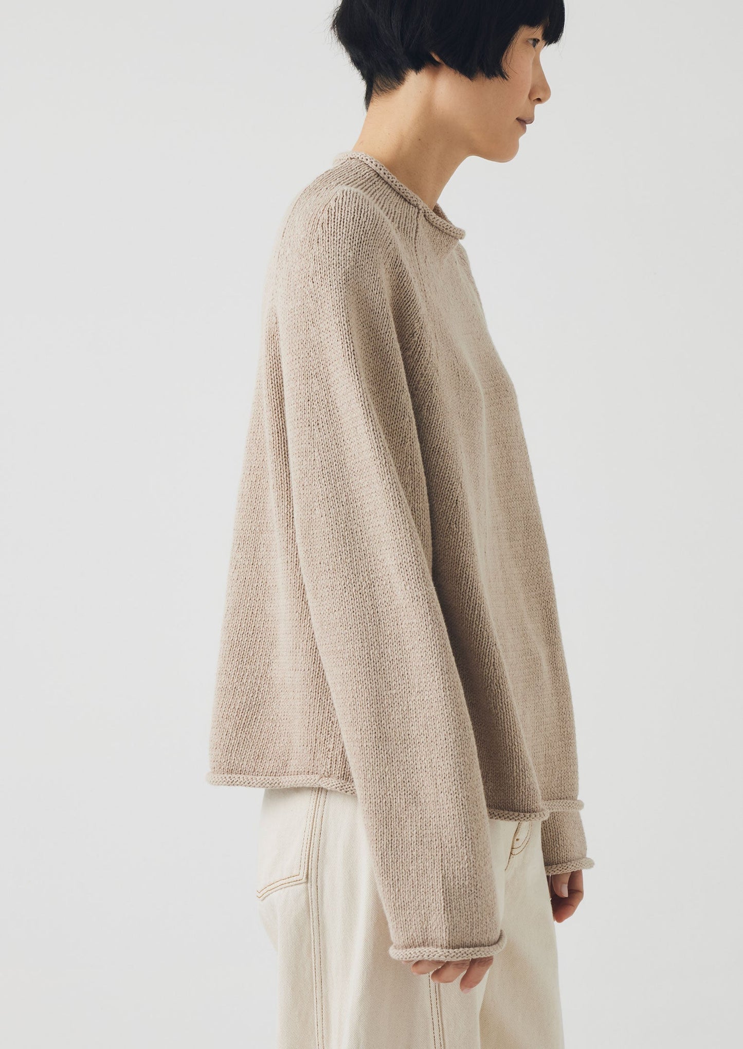 Maglione semplice in lino e cotone biologico | Pergamena